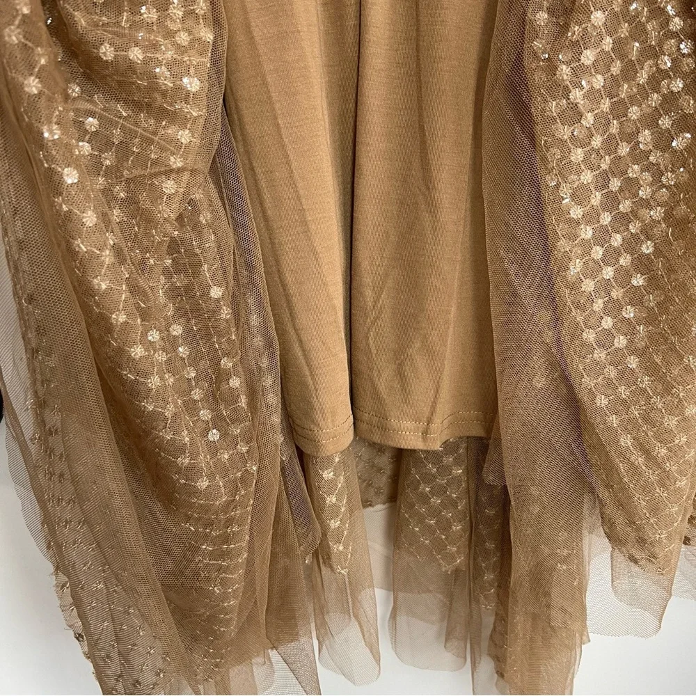 Joyfolie Girls Tina Dress Light Tan‎ Sparkle Boho Western Flowing Dress NWT, 10